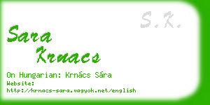 sara krnacs business card